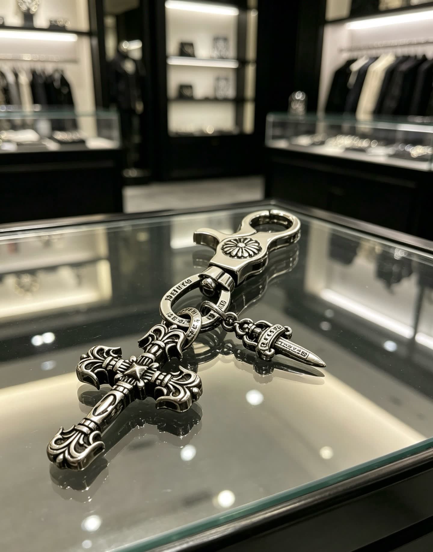 Chrome Hearts Buckle Cross Keychain